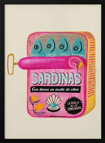 Whimsical Pink Sardines | Poster - Black Metal Frame Interior