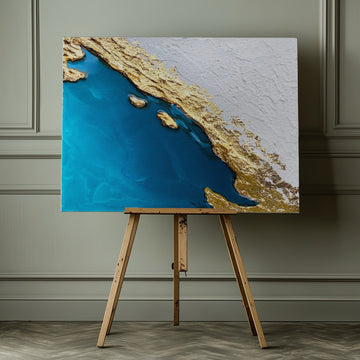 Golden Coastal Abstract | Canvas - Room Interior 1