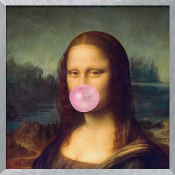Mona Lisa Bubble Gum | Poster - Silver Frame Interior