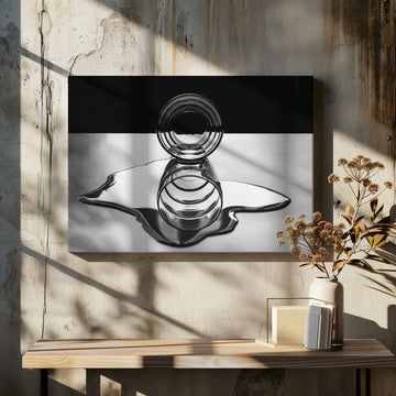 Monochrome Spilled Water | Canvas - Room Interior 2