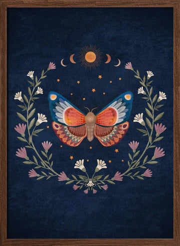 Butterfly Dreamscape | Poster - Walnut Frame Interior