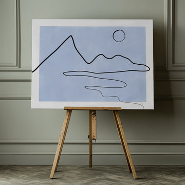 Minimalist Mountain Lake Sun | Canvas - Room Interior 1