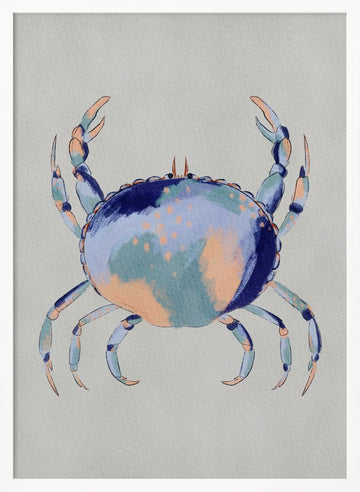 Serene Blue Crab | Poster - White Frame Interior