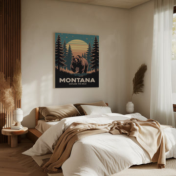 Grizzly Bear Forest Sunset | Canvas - Room Interior 2