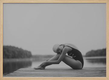 Quiet Lake Swimmer | Poster - Wood Frame Interior