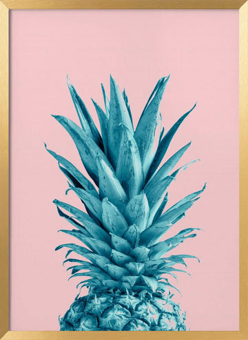 Vibrant Blue Pineapple | Poster - Gold Frame Interior