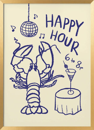 Happy Hour Lobster | Poster - Gold Frame Interior