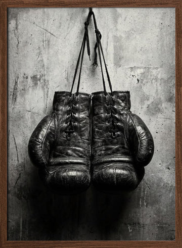 Vintage Boxing Gloves | Poster - Walnut Frame Interior