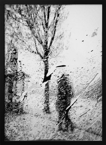 Rainy City Silhouette | Poster - Black Metal Frame Interior