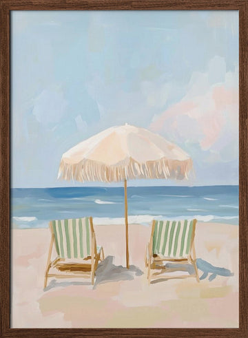 Serene Beach Day | Poster - Walnut Frame Interior