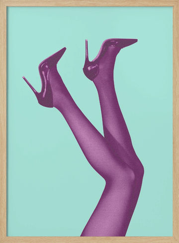 Fashionable Purple Heels | Poster - Wood Frame Interior