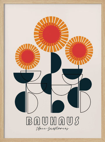 Modern Geometric Sunflowers | Poster - Wood Frame Interior