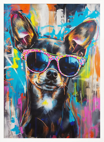 Chihuahua in City Shades | Poster - White Frame Interior