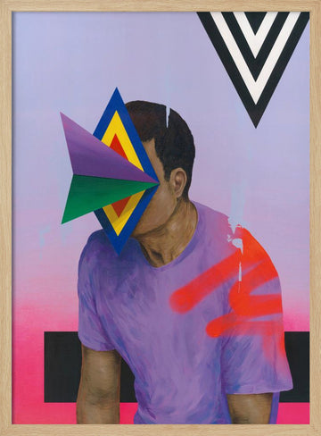 Colorful Geometric Portrait | Poster - Wood Frame Interior