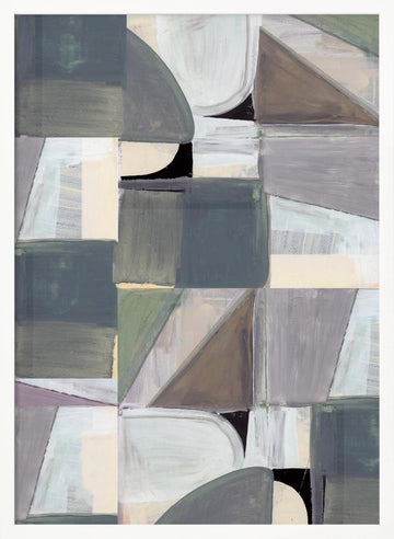 Geometric Patchwork Abstract | Poster - White Frame Interior