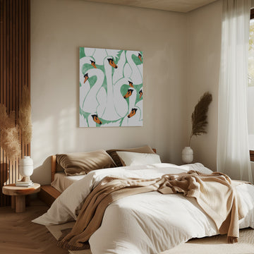 Graceful Swan Pattern | Canvas - Room Interior 2