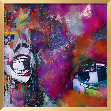 Vibrant Expressive Face | Poster - Gold Frame Interior