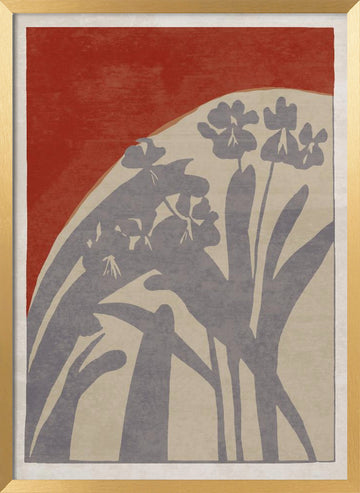Red And Grey Botanicals | Poster - Gold Frame Interior