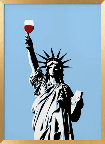 Lady Liberty Wine | Poster - Gold Frame Interior