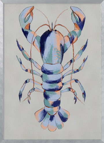 Colorful Blue Lobster | Poster - Silver Frame Interior