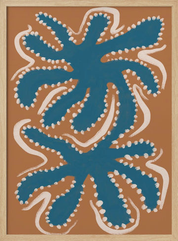 Organic Blue Shapes | Poster - Wood Frame Interior