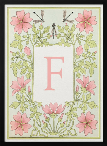 Elegant Floral F | Poster - Black Metal Frame Interior