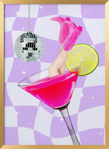 Disco Drink Delight | Poster - Gold Frame Interior