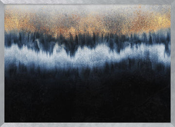 Golden Horizon Abstract | Poster - Silver Frame Interior