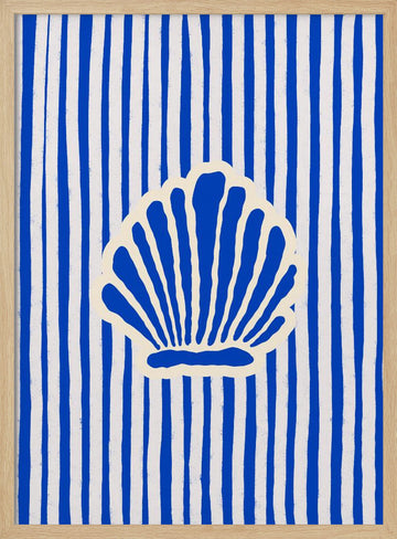 Coastal Shell Stripes | Poster - Wood Frame Interior