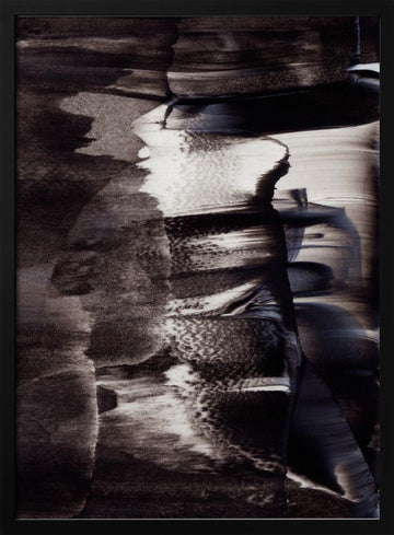 Monochrome Textures And Fluid Brushstrokes | Poster - Black Metal Frame Interior