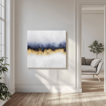 Modern Gold Blue Abstract | Canvas - Room Interior 1