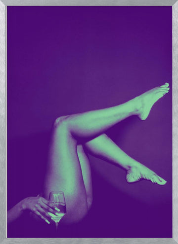 Sensual Legs With Wine | Poster - Silver Frame Interior