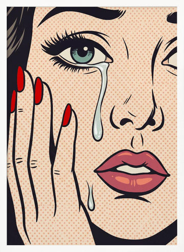 Retro Crying Woman | Poster - White Frame Interior