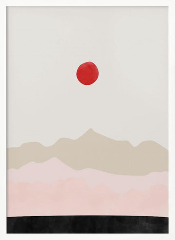 Minimalist Sun Mountains | Poster - White Frame Interior