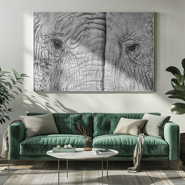 Monochrome Elephant Gaze | Poster - Room Interior 1