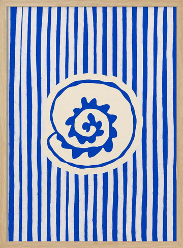 Blue Striped Shell | Poster - Wood Frame Interior