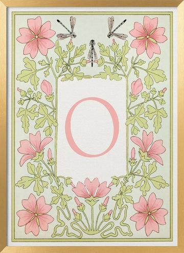 Elegant Floral Letter O | Poster - Gold Frame Interior