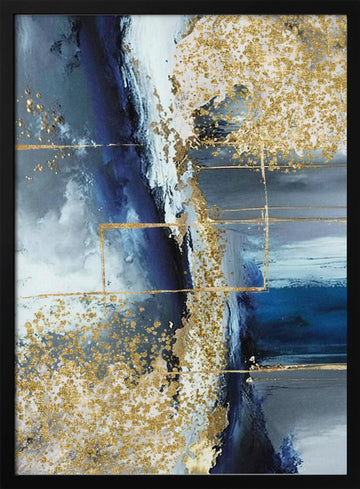Glimmering Blue Abstract | Poster - Black Metal Frame Interior