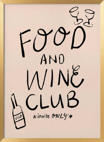 Food Wine Club Invite | Poster - Gold Frame Interior