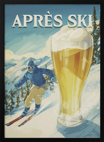 Après Ski Mountain Beer | Poster - Black Metal Frame Interior