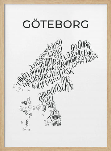 Gothenburg Slang Map | Poster - Wood Frame Interior