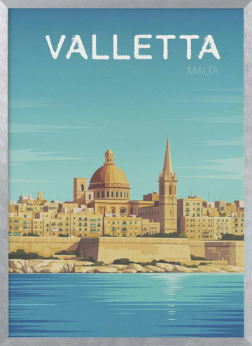 Valletta Grand Harbor View | Poster - Silver Frame Interior
