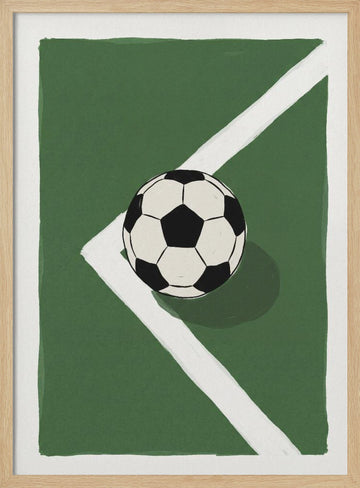 Soccer Ball Corner | Poster - Wood Frame Interior