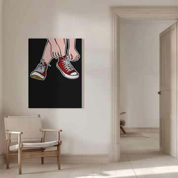 Tying Red Sneakers | Canvas - Room Interior 1