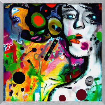 Vibrant Abstract Face | Poster - Silver Frame Interior