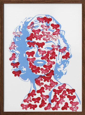Red Butterfly Portrait | Poster - Walnut Frame Interior
