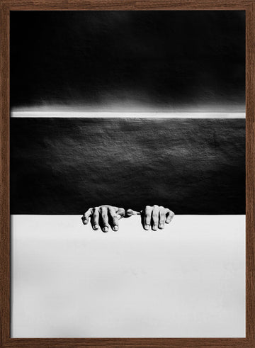 Hands Dark Horizon | Poster - Walnut Frame Interior
