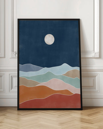 Layered Moonlit Mountains | Poster - Room Interior 1