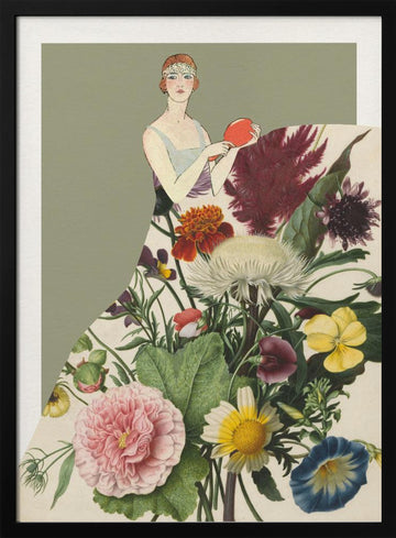 Flapper Floral Fashion | Poster - Black Metal Frame Interior