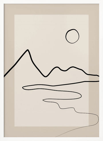 Minimalist River Mountains | Poster - White Frame Interior